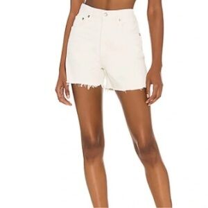 Agolde Dee High Waist White Denim Shorts